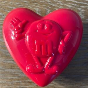 Set of 2 M&M Red Heart-Shaped Plastic Containers
